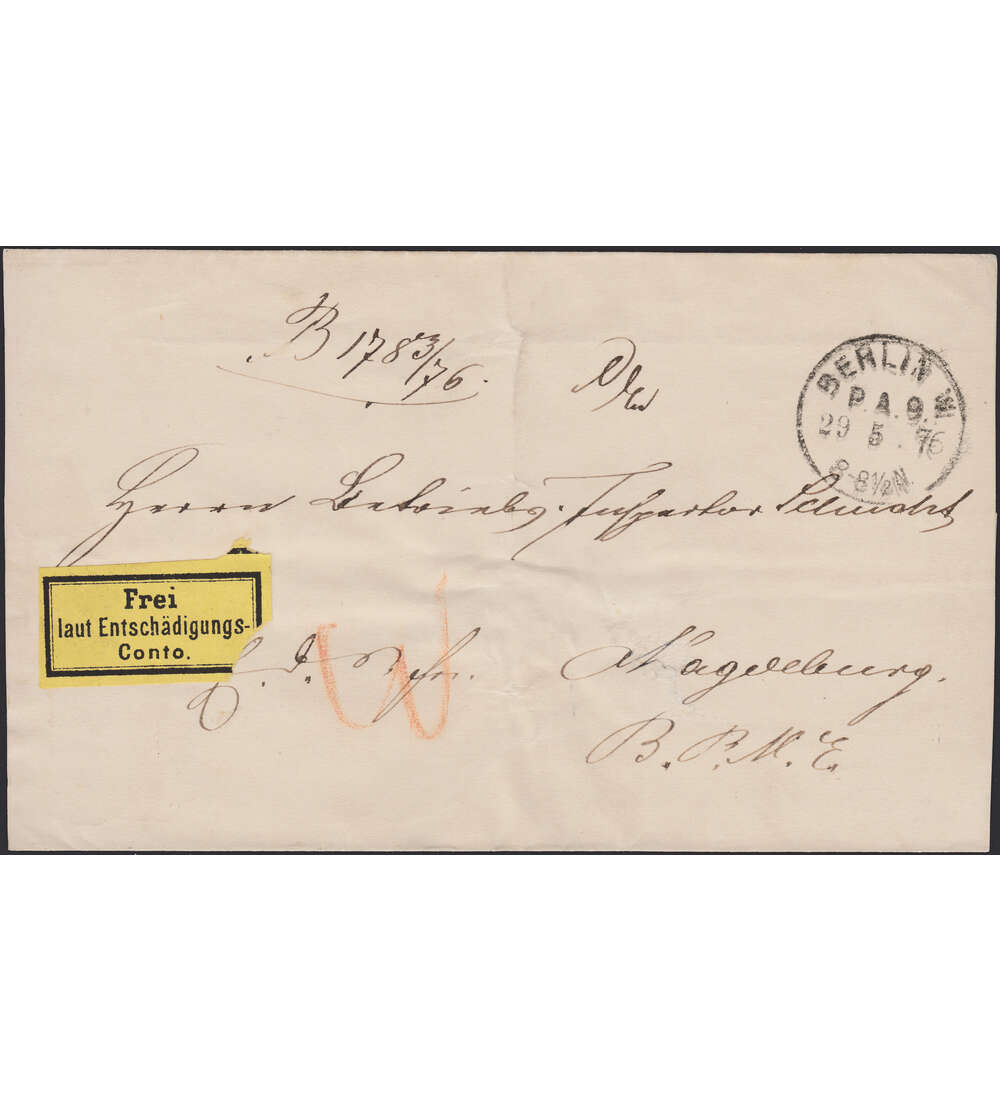 Deutsches Reich Dienstmarke Nr. I auf Brief (mit Eckfehler)