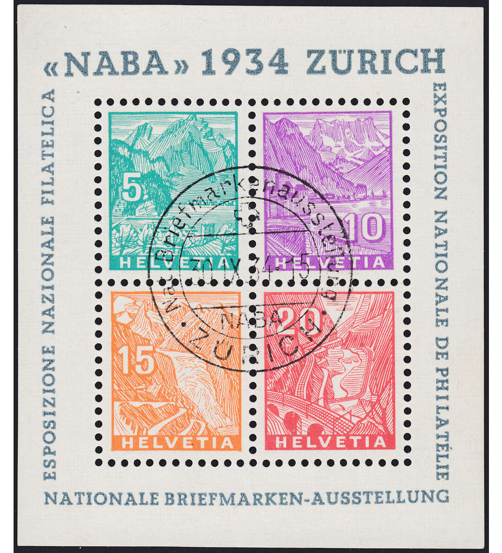 Schweiz Block 1 gestempelt mit Fotoattest Rupp echt und einwandfrei