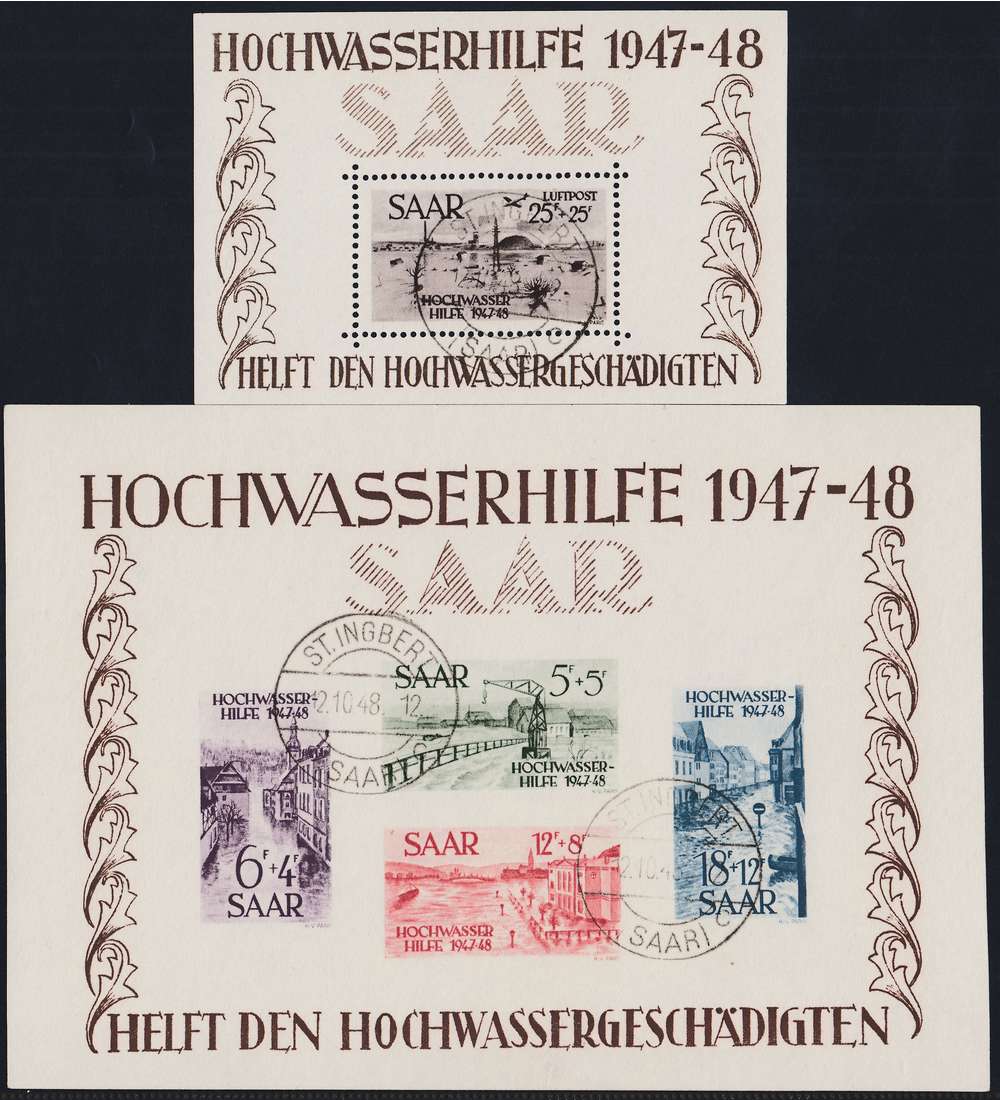 Saar Blocks 1+2 gestempelt Hochwasserhilfe geprft und signiert Ney