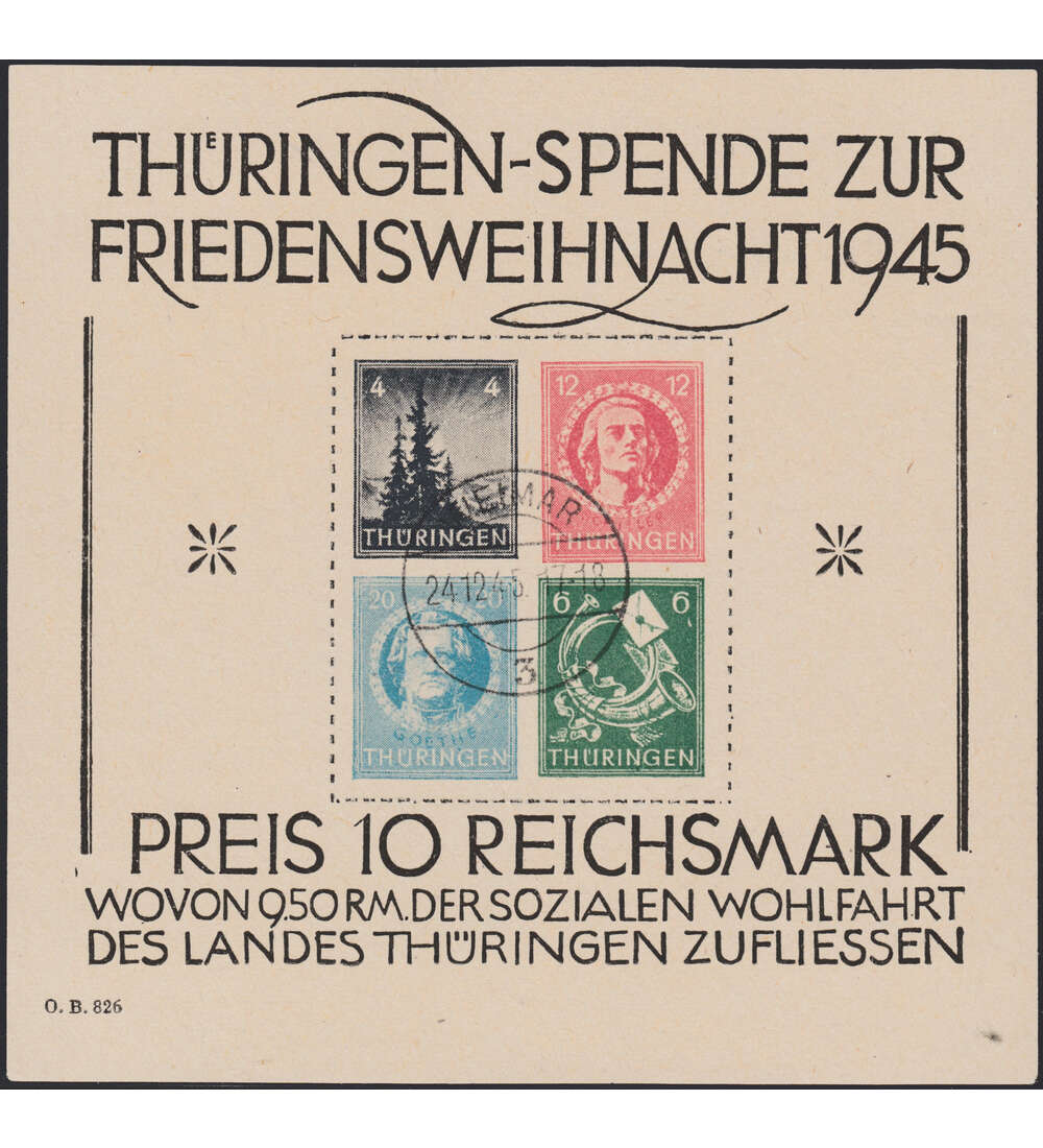 SBZ Block 2 gestempelt mit Fotoattest echt und einwandfrei, kleine dnne Stelle