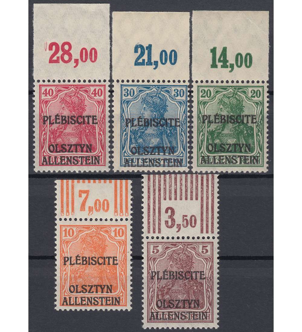 Allenstein Nr.II-VI postfrisch ** geprft und signiert Oberrandsatz