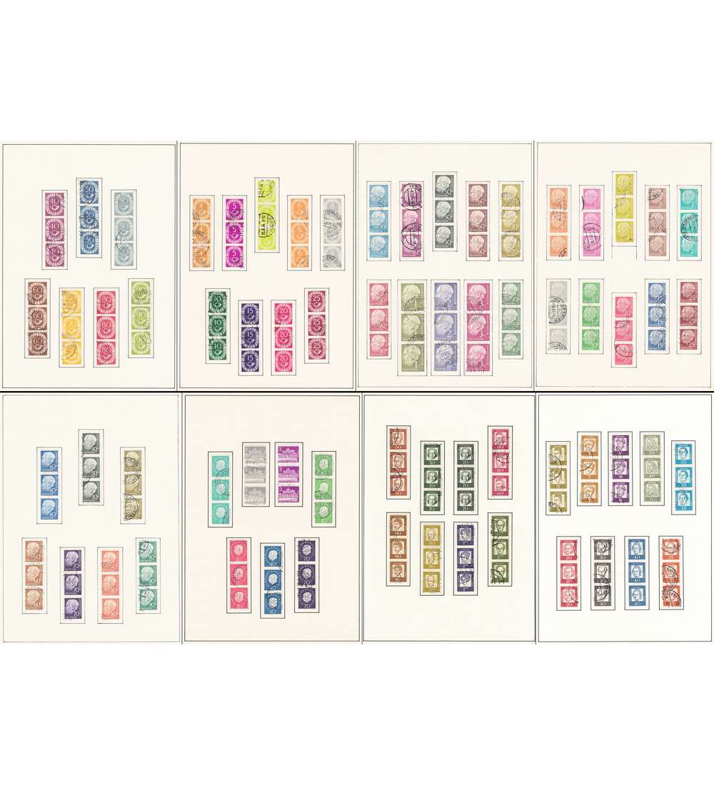 BRD Bund Dauerserien Dreierstreifen senkrecht gestempelt