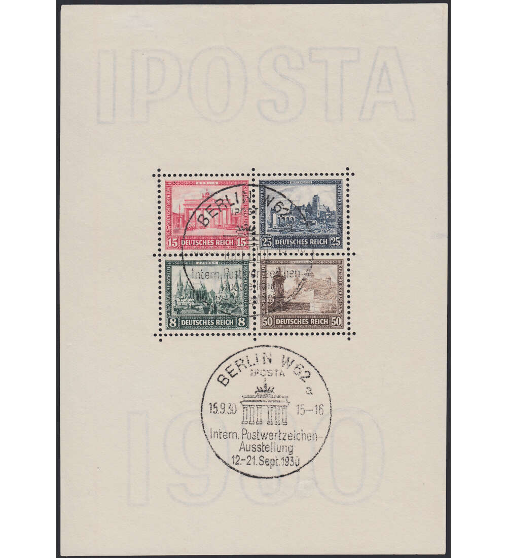 Deutsches Reich Block 1 gestempelt mit 2 Sonderstempeln mit minimalen Einschr�nkungen