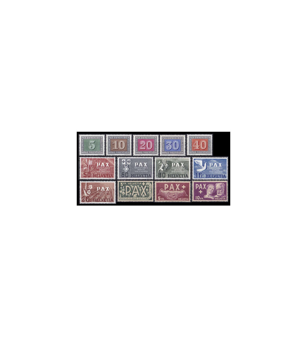 Schweiz Nr. 447-459 postfrisch ** PAX Satz 1945 gepr�ft und signiert