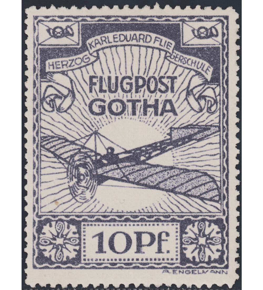Flugpost Gotha postfrisch ** Herzog-Karl-Eduard-Fliegerschule 1912 geprft +signiert