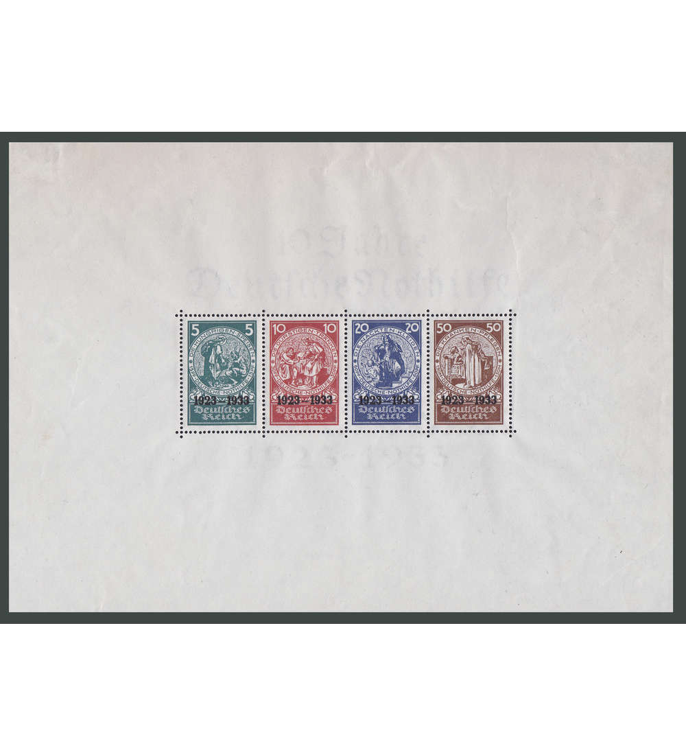 Deutsches Reich Block 2 ungestempelt geprft + signiert Schlegel mit typischen Altersspuren