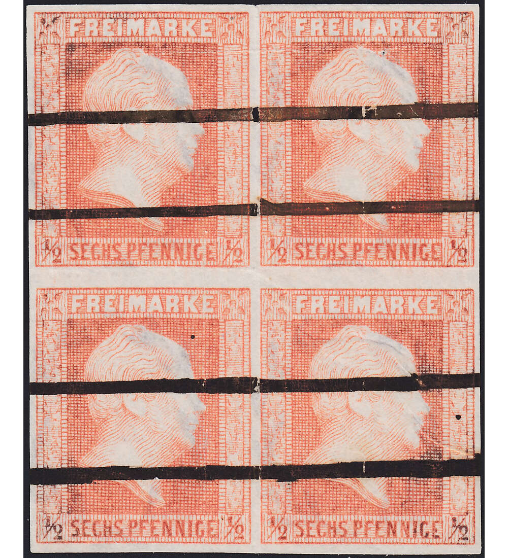 Preuen Nr. 1 gestempelter Viererblock