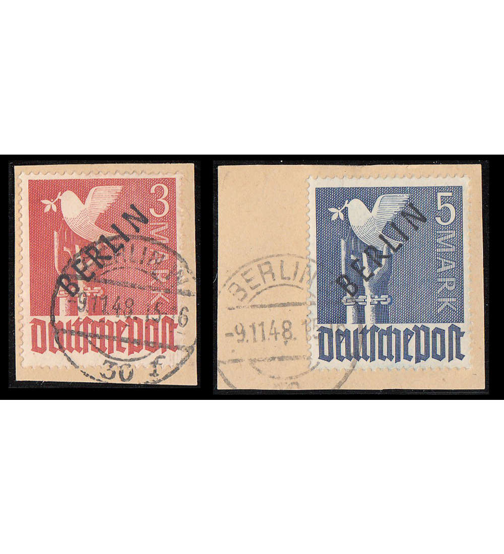 Berlin Nr. 19+20 gestempelt auf Briefausschnitt geprft + signiert Lippschtz