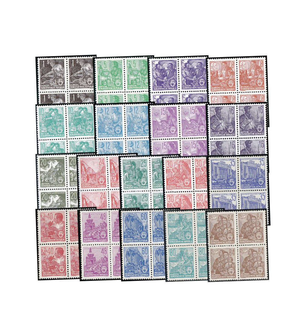DDR Nr. 405-422 postfrisch ** Viererblocksatz 5-Jahr-Plan 1953