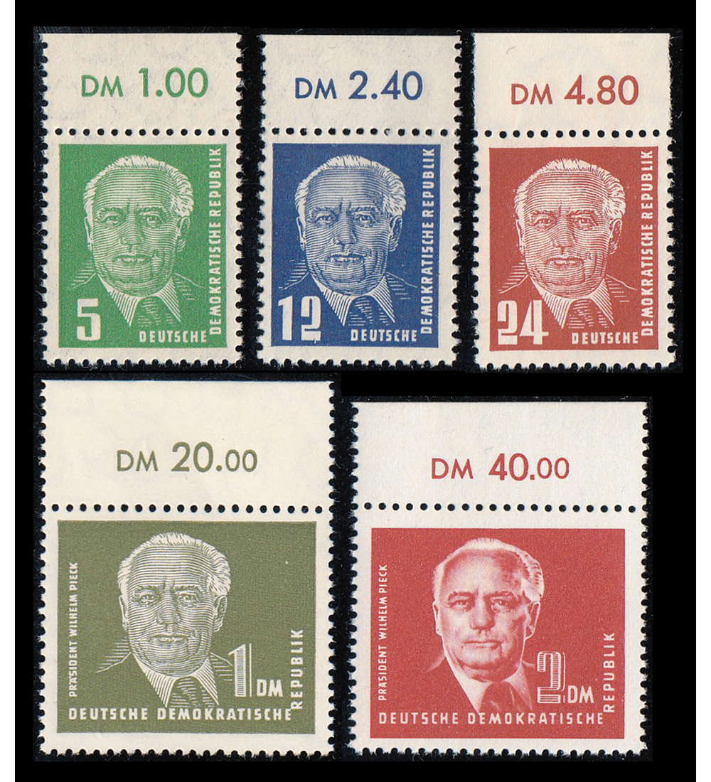 DDR Nr. 322-326 postfrisch ** Pieck 1952 Oberrandsatz