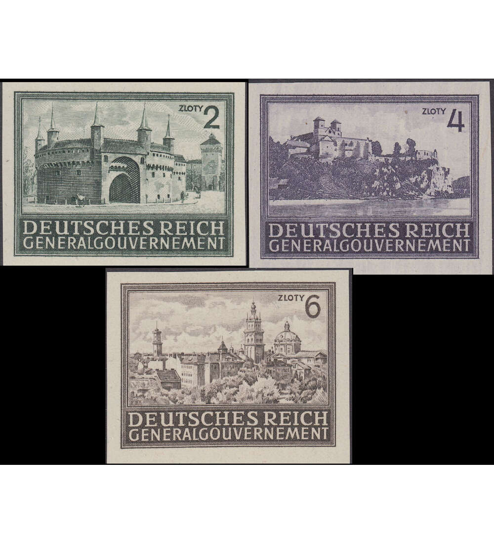Generalgouvernement Nr.113-115U postfrisch Bauwerke 1943 ungezhnt