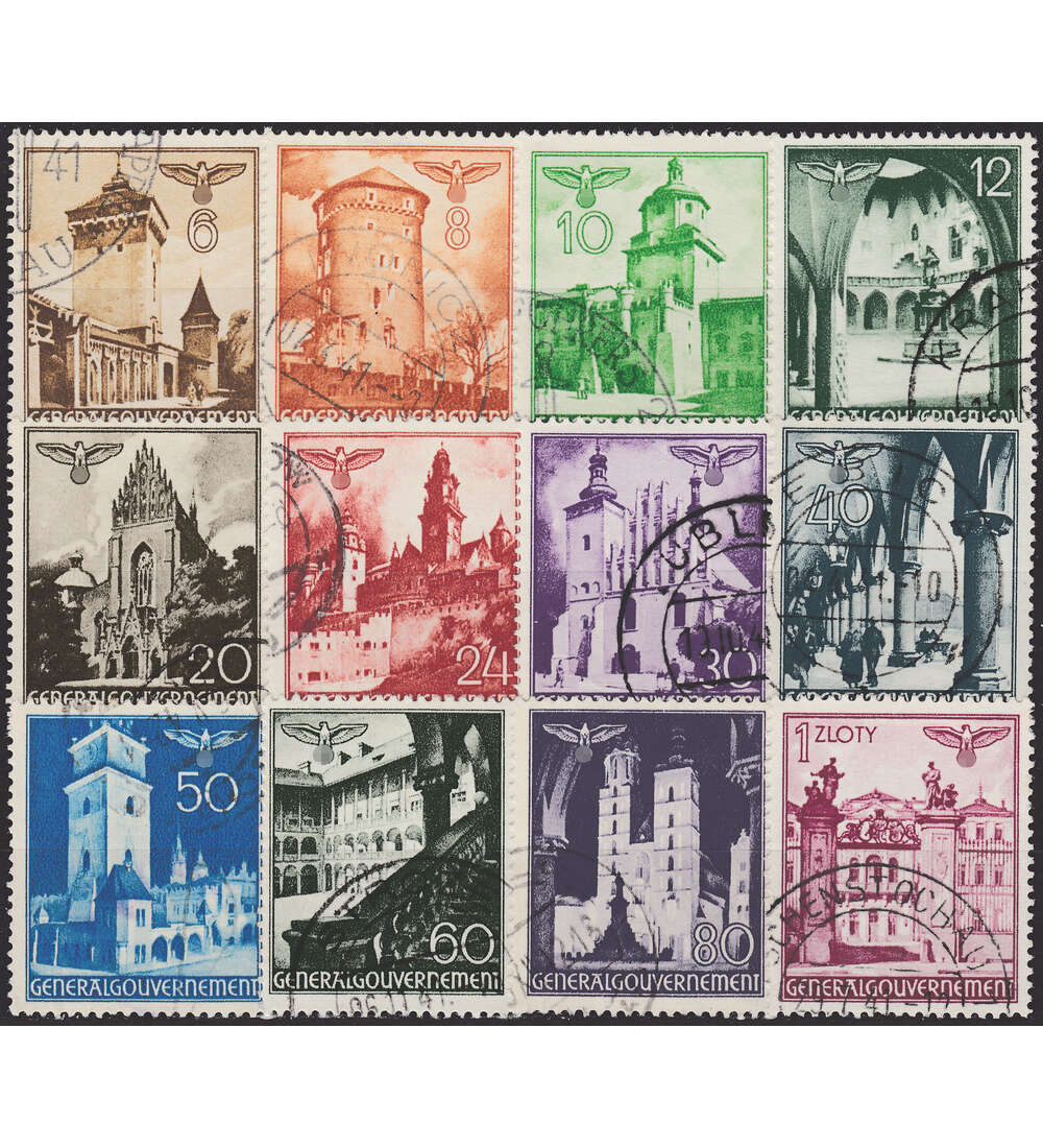 Generalgouvernement Nr. 40-51 gestempelt Bauwerke