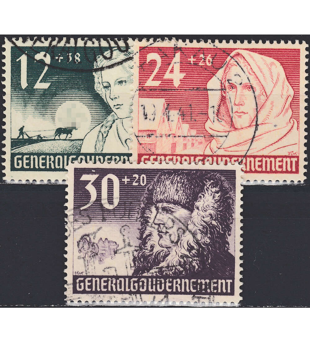 Generalgouvernement Nr. 56-58 gestempelt 1. Jahrestag GG