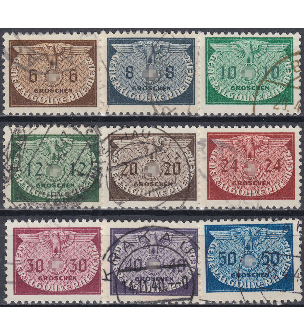 Generalgouvernement Dienstmarken Nr. 16-24 gestempelt
