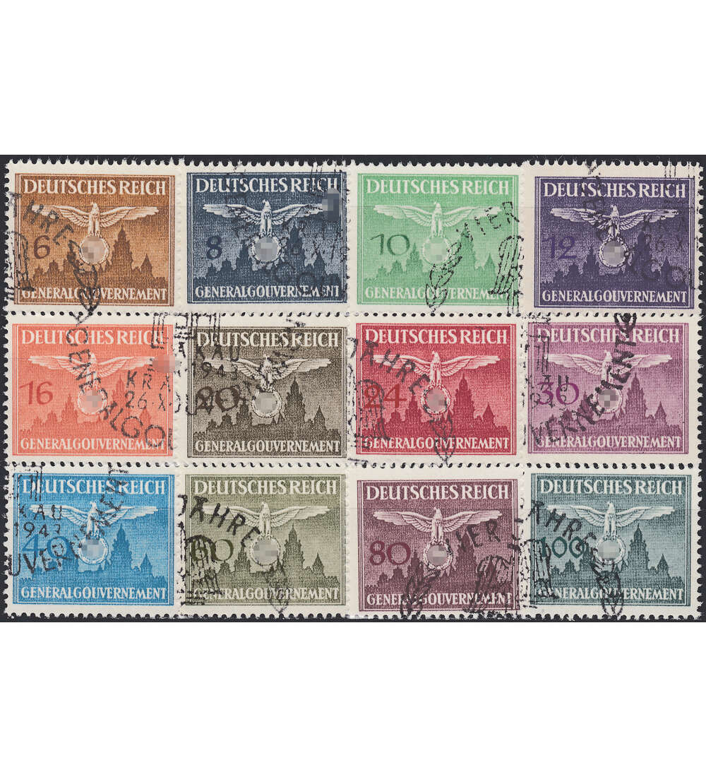 Generalgouvernement Dienstmarken Nr. 25-36 gestempelt