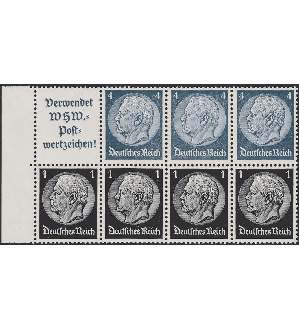 Deutsches Reich Markenheftchenblatt Nr. 93 postfrisch Hindenburg A12+1+4 Pfennig