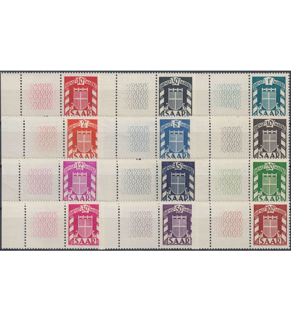 Saar Dienstmarken Nr. 33-44L postfrisch ** mit Leerfeldern