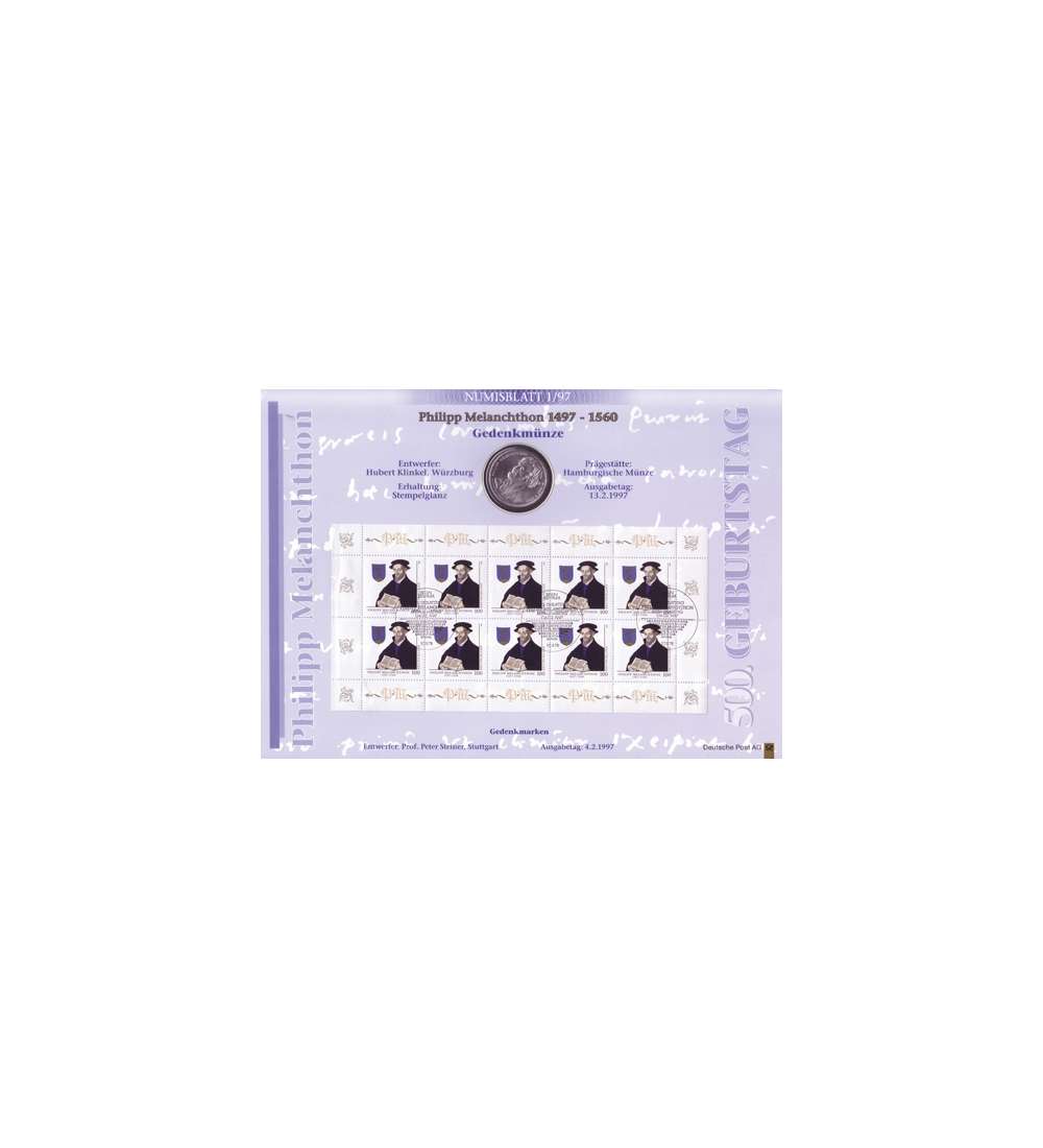 BRD Bund Numisblatt 1/1997 - Melanchthon