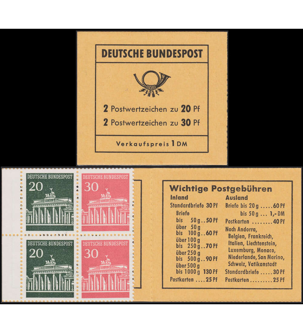 BRD Bund Markenheft Nr. 14f         Brandenburger Tor 1968 II