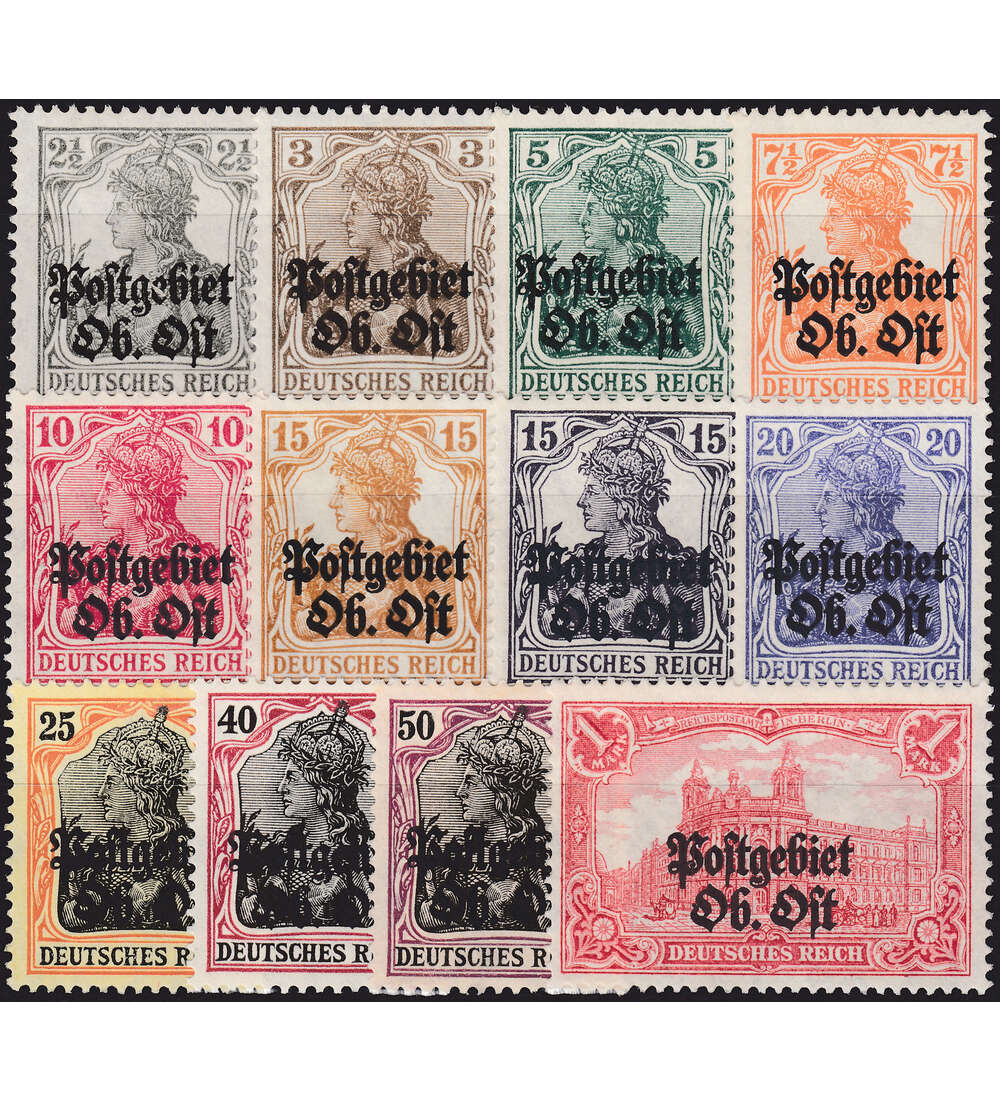 Deutsche Besetzung Postgebiet Oberbefehlshaber Ost Nr. 1-12 ungestempelt