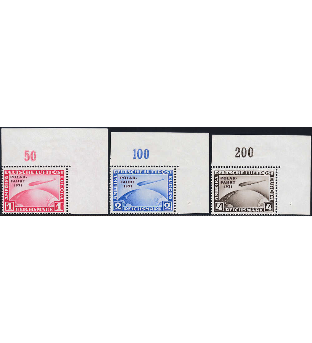 Deutsches Reich Nr. 456-458 postfrisch geprft und signiert Schlegel aus rechter Bogenecke