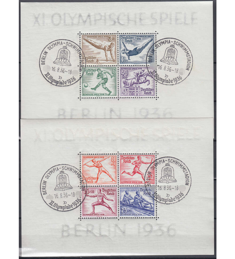 Deutsches Reich Block 5+6 mit Sonderstempel Olympia Schwimmstadion