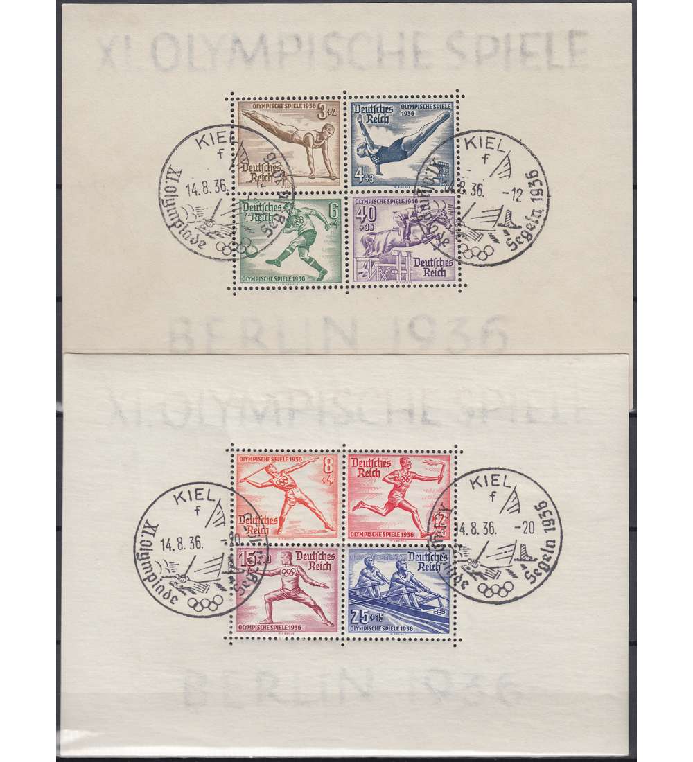 Deutsches Reich Block 5+6 mit Sonderstempel Kiel Segeln