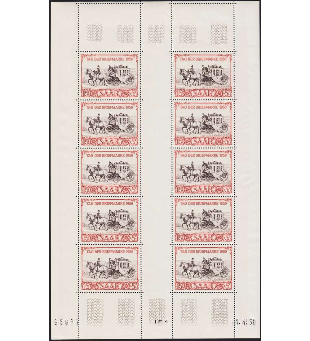 Saar Nr. 291 postfrisch ** Kleinbogen