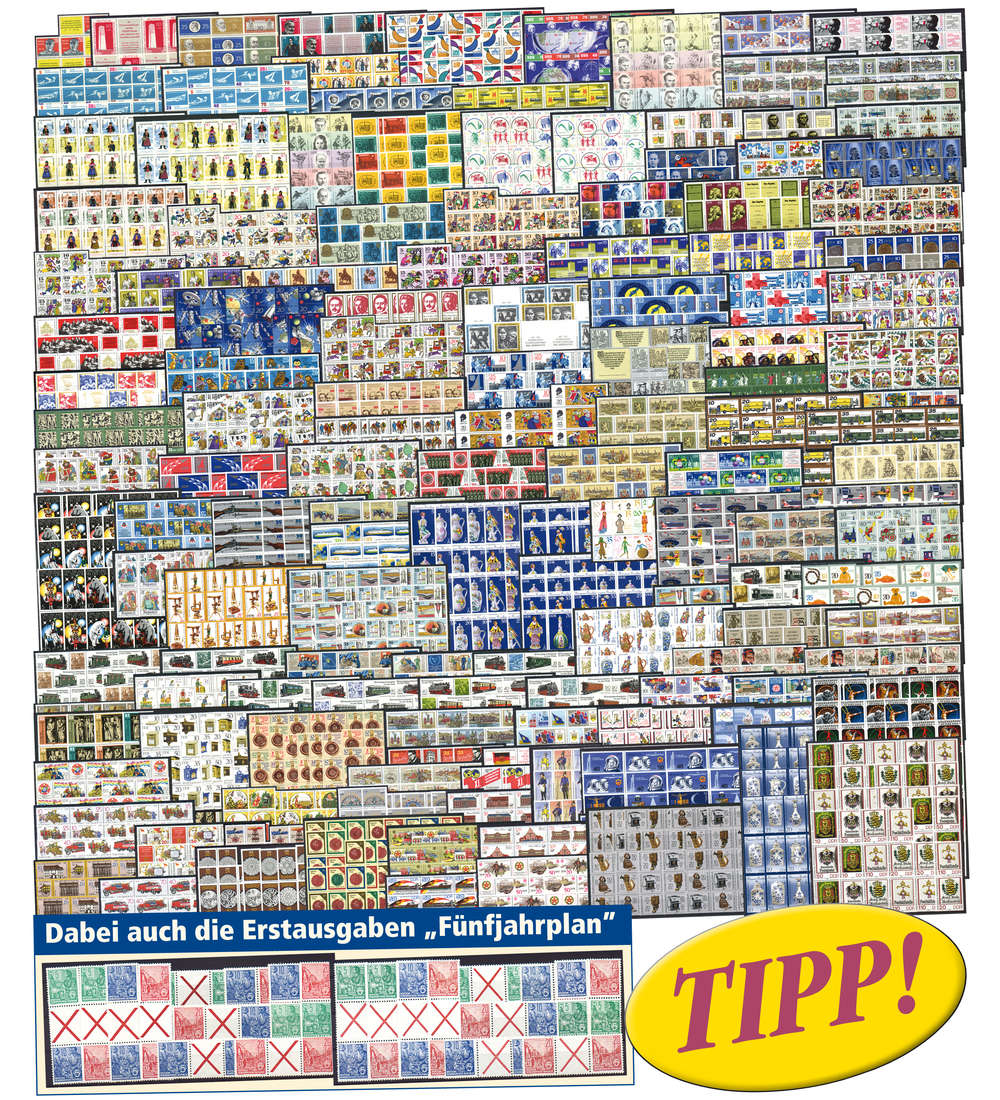 DDR Zusammendrucke Kollektion 1955-1990 in 2 Falzlosalben