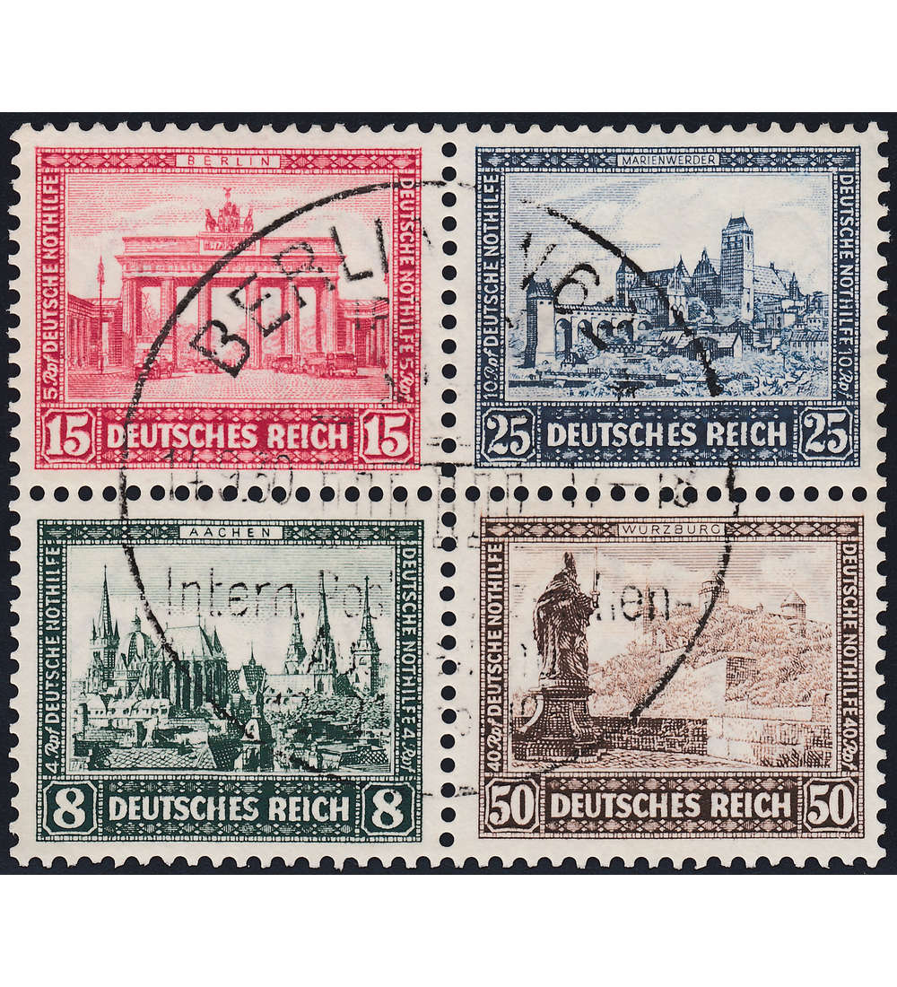 Deutsches Reich Nr. 446-449 gestempeltes Herzstck aus Block 1