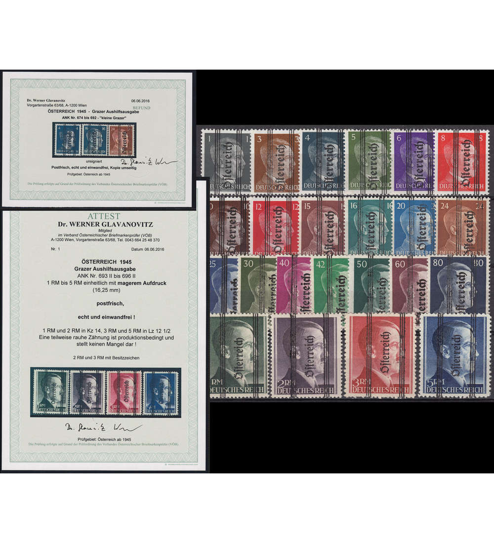 sterreich Nr. 674-696 postfrisch ** Grazer Aufdruck mit Fotoattest
