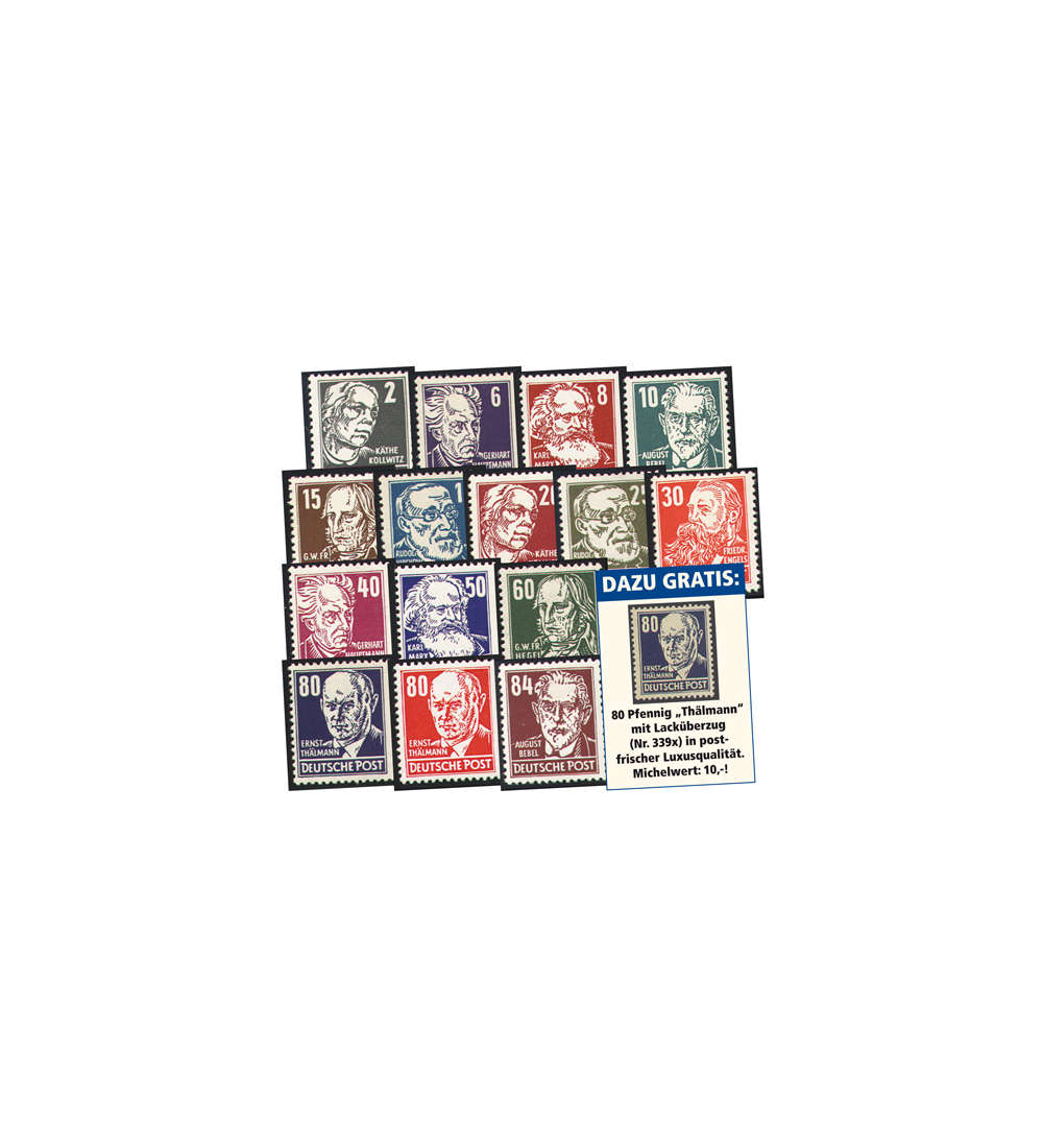 DDR Nr. 327-341 postfrisch ** Pers�nlichkeiten mit 80 Pfg. Lack