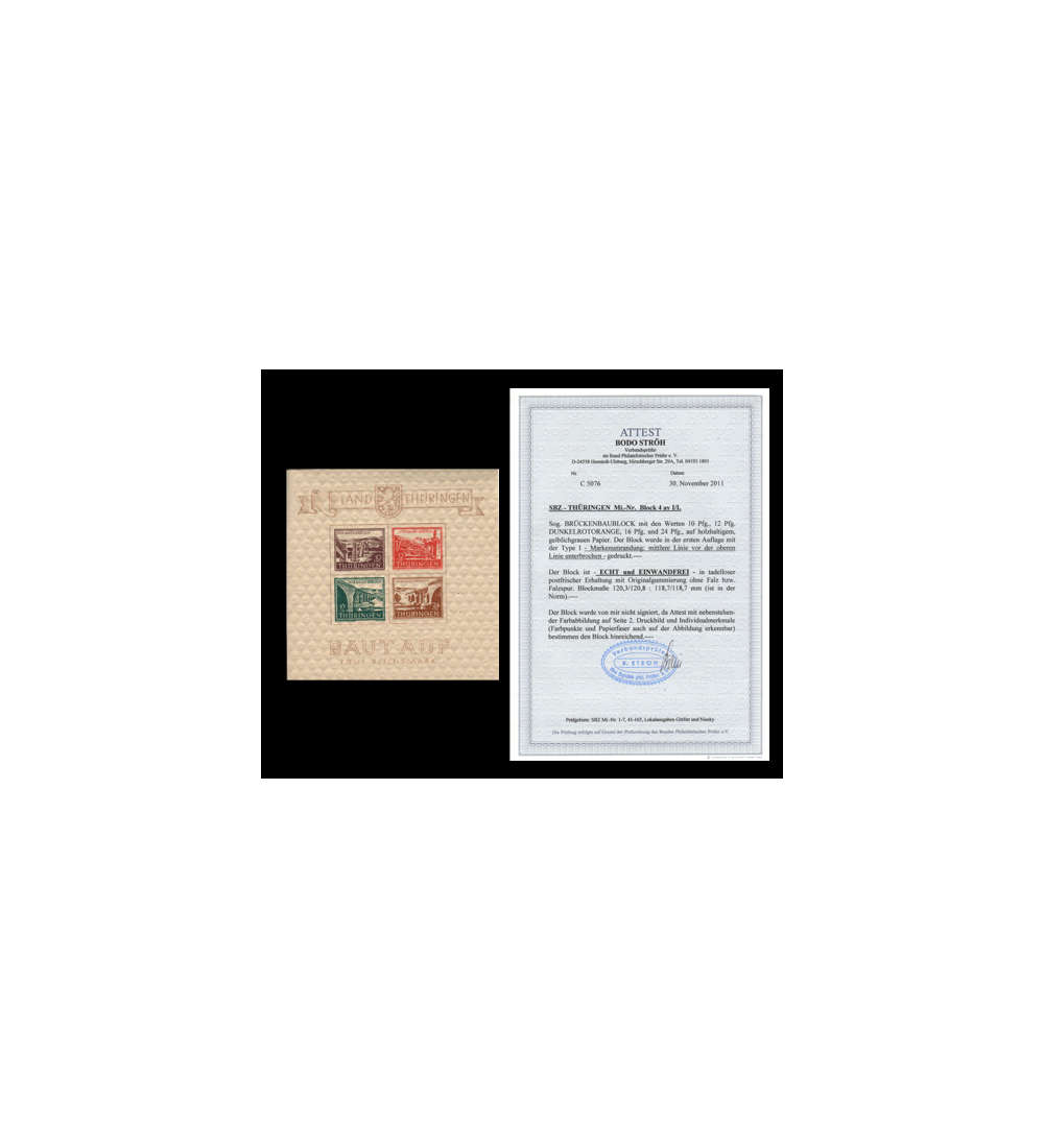 SBZ Block 4 ay postfrisch ** mit Fotoattest Strh/Schulz
