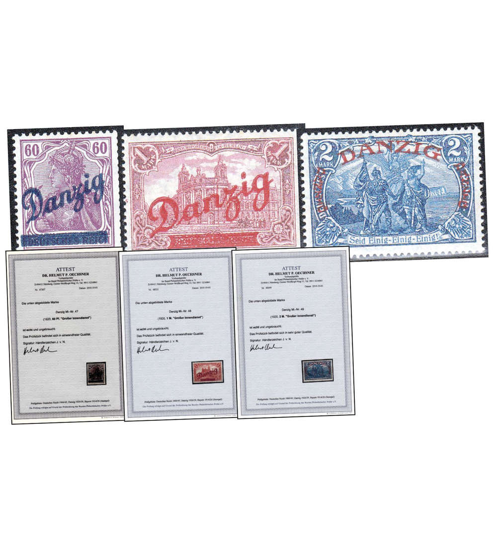 Danzig Nr. 47-49 ungebraucht mit Fotoattest Dr. Oechsner