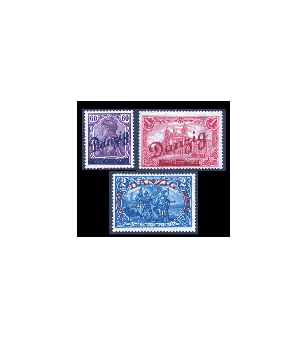 Danzig Nr. 47-49 ungebraucht mit Farb-Fotoattest