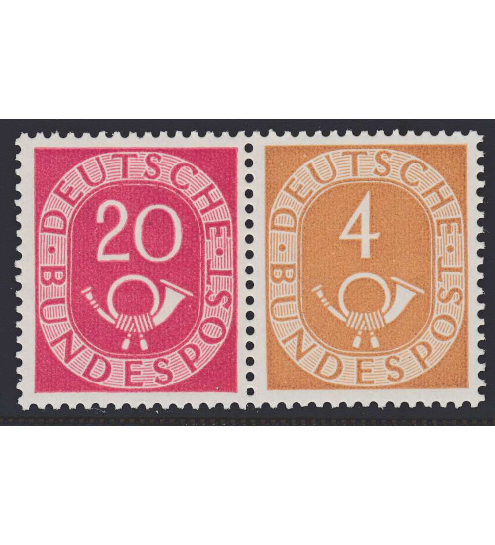 BRD Bund  Zusammendruck W2 postfrisch **  Posthorn (20+4)