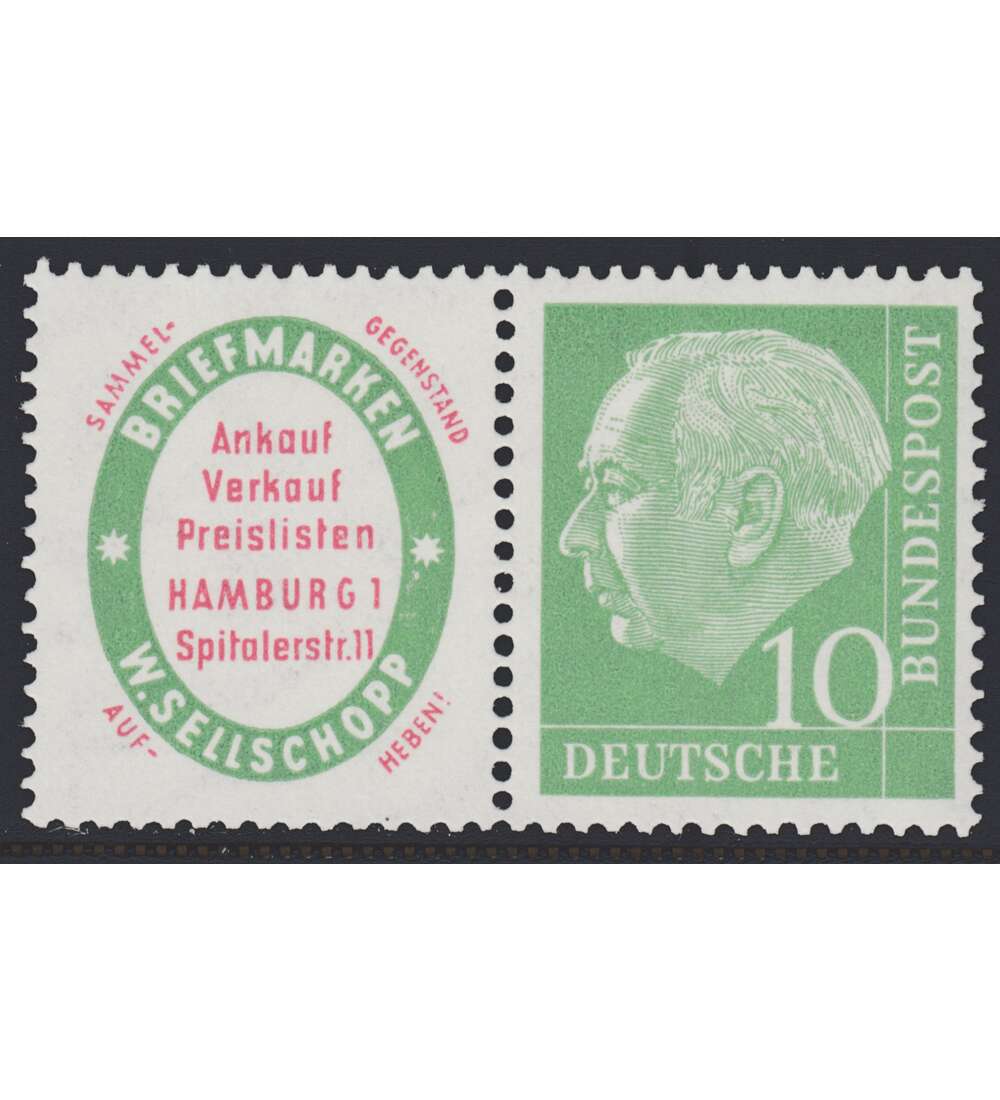 BRD Bund  Zusammendruck W4 postfrisch ** Heuss 1955 (R1+10)