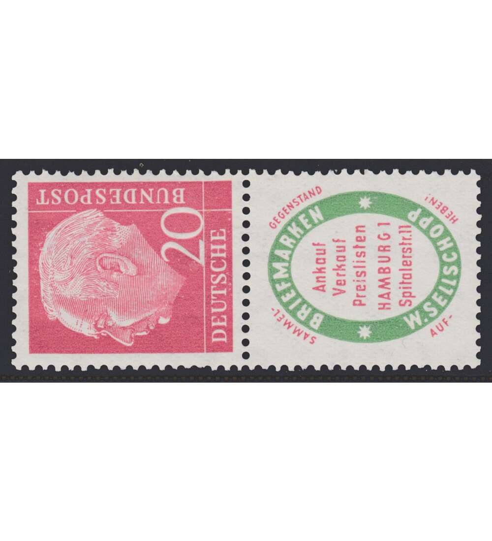 BRD Bund  Zusammendruck S29 postfrisch **  Heuss 1955 (20+R1)