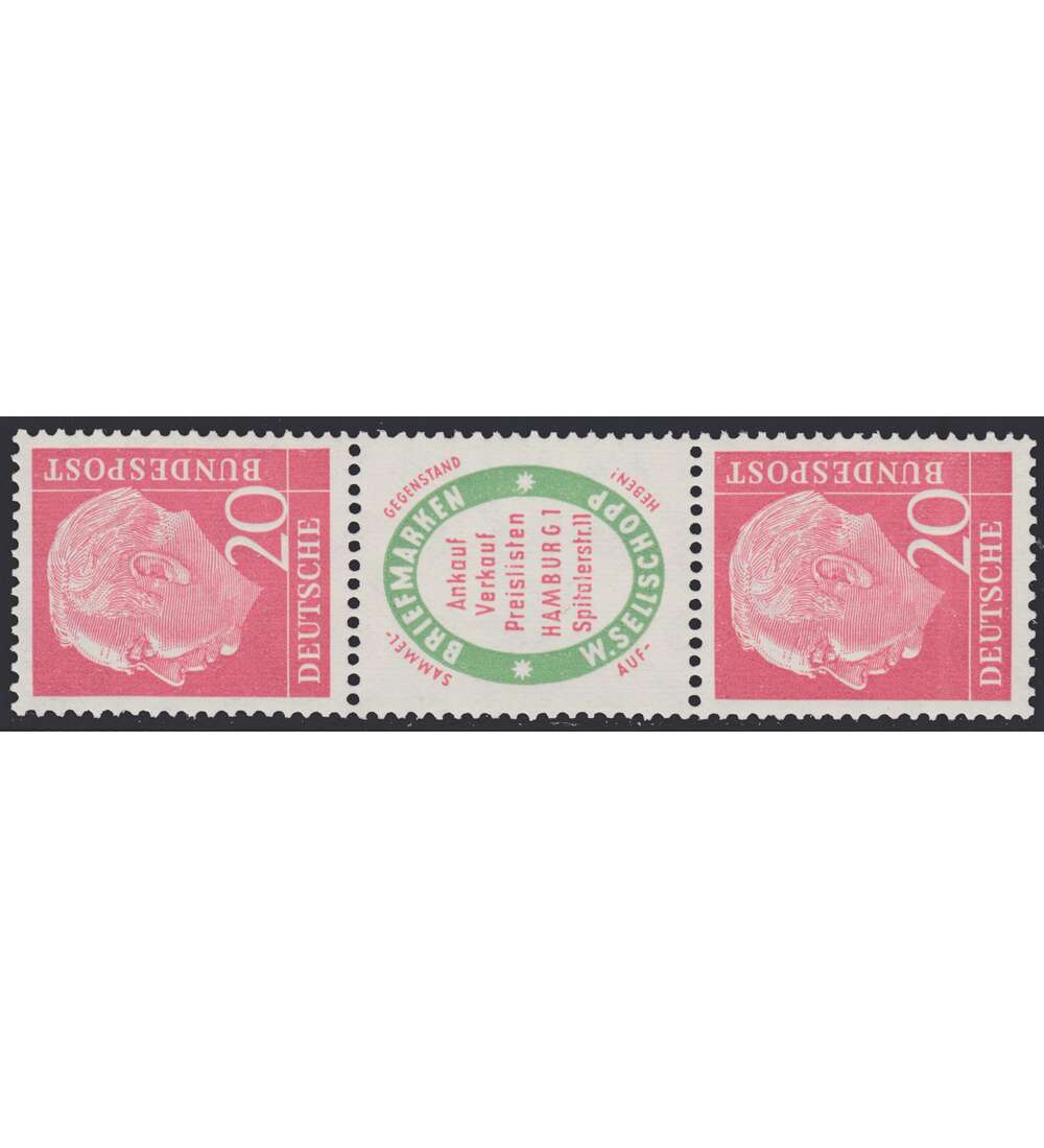 BRD Bund  Zusammendruck S30 postfrisch **  Heuss 1955 (20+R1+20)