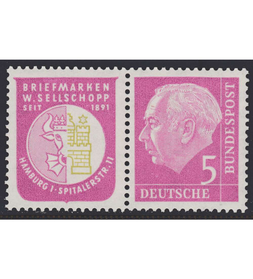BRD Bund  Zusammendruck W8 postfrisch **  Heuss 1956 (R4+5)
