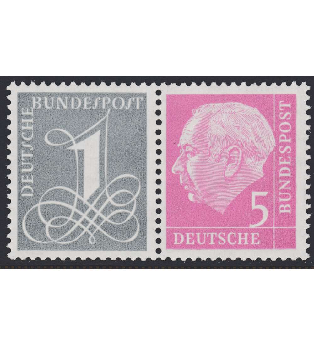 BRD Bund  Zusammendruck W17X postfrisch ** Heuss/Ziffer 1958 (1+5)
