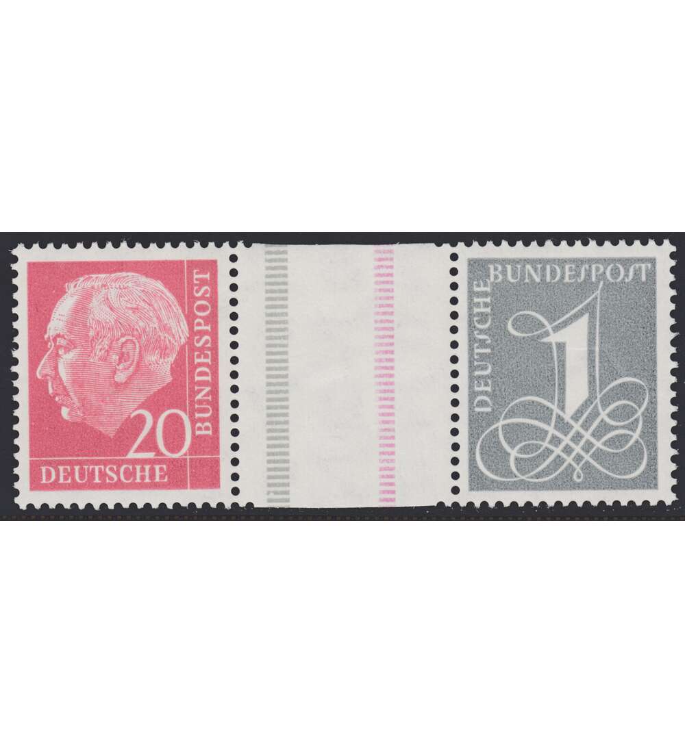 BRD Bund  Zusammendruck WZ16aIX postfrisch ** Heuss/Ziffer 1958 (20+Z+1)