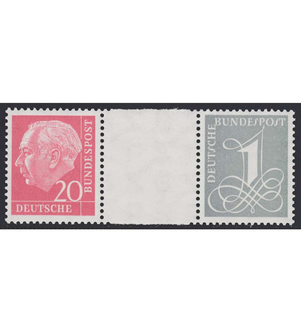 BRD Bund  Zusammendruck WZ16bX postfrisch ** Heuss/Ziffer 1958 (20+Z+1)
