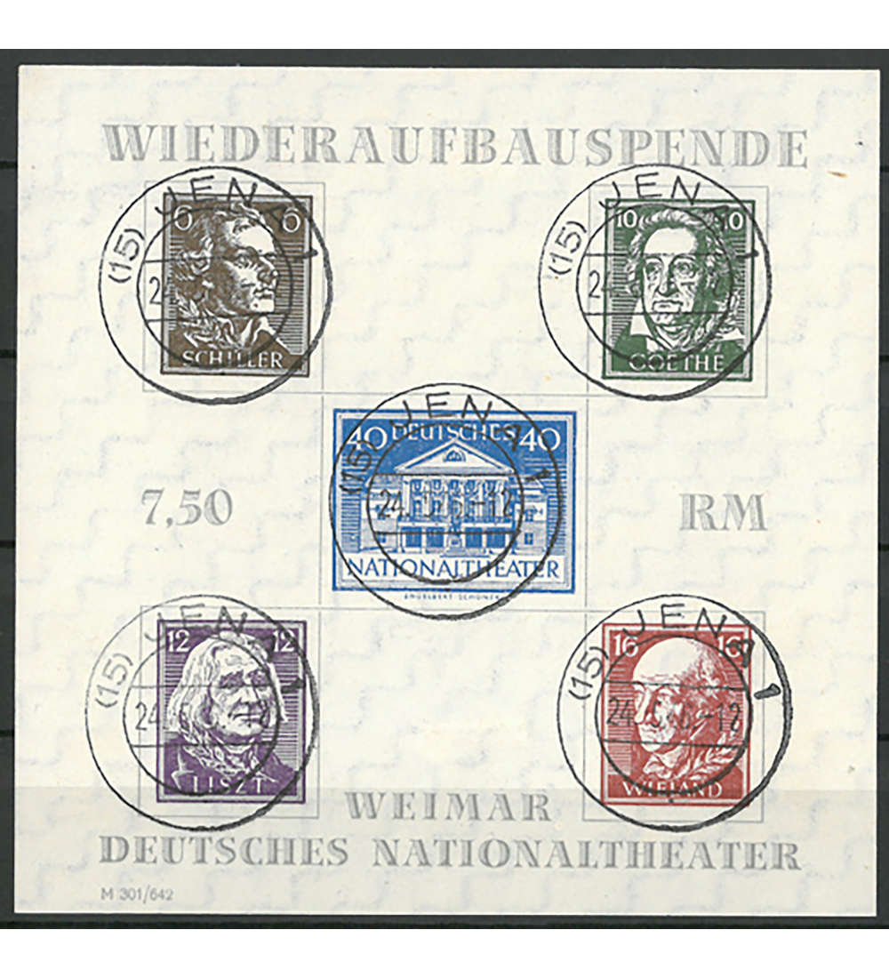 SBZ Block 3A gestempelt        Weimar Nationaltheater