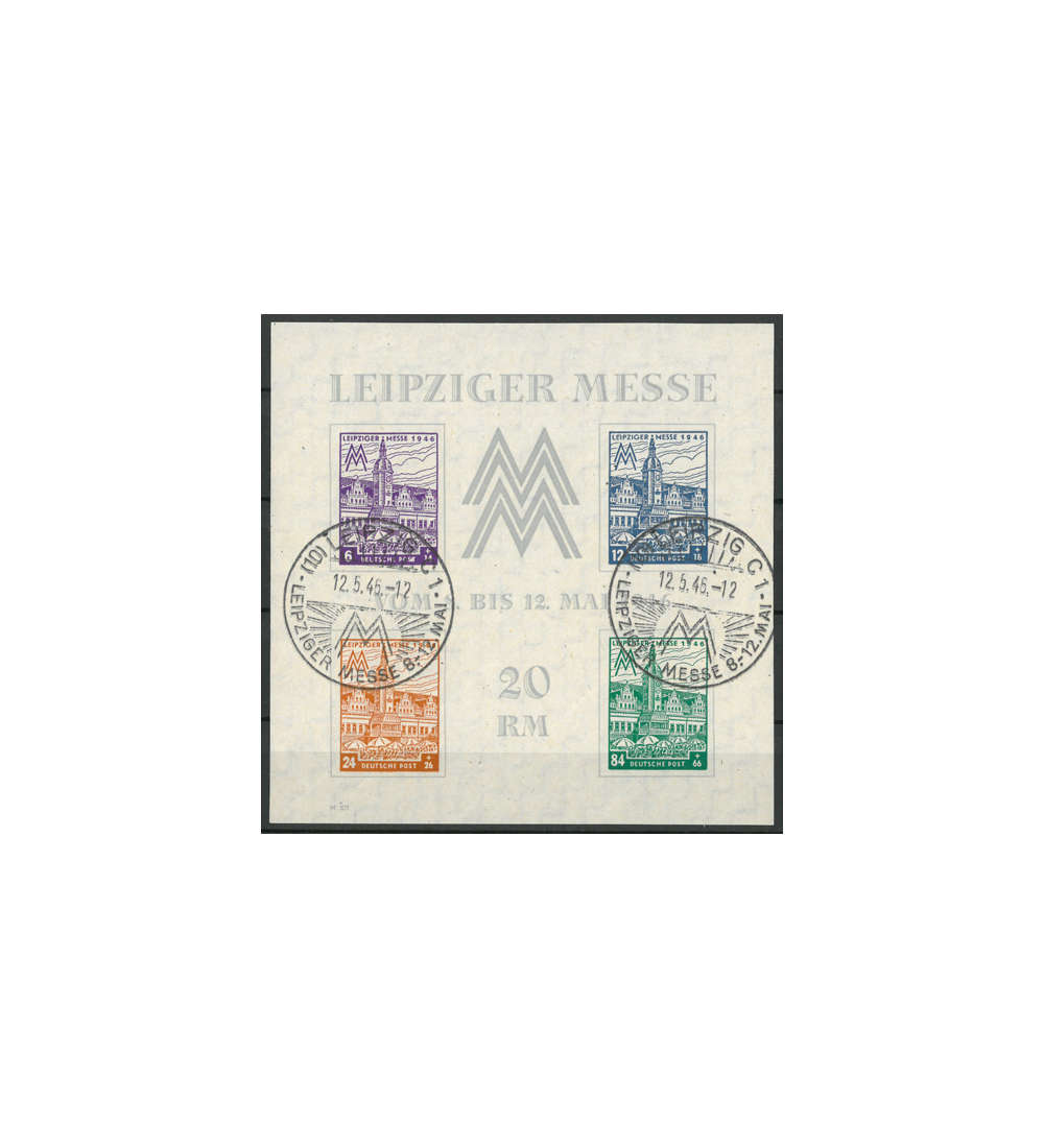 SBZ Block 5 X gestempelt       Leipziger Messe WZ fallend