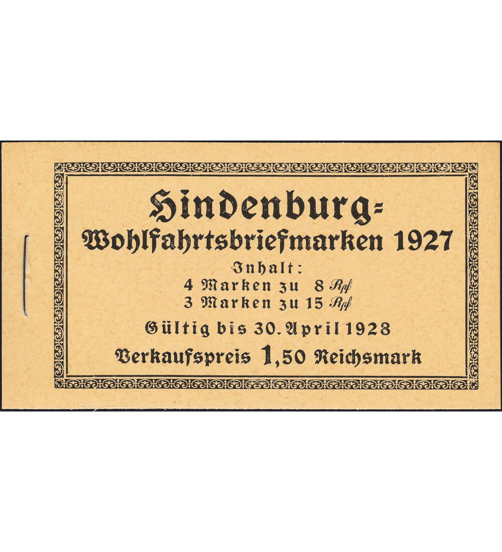 Deutsches Reich Markenheft Nr. 24 Hindenburgspende postfrisch