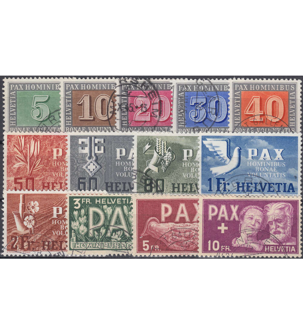 Schweiz Nr. 447-459 gestempelt PAX Satz 1945