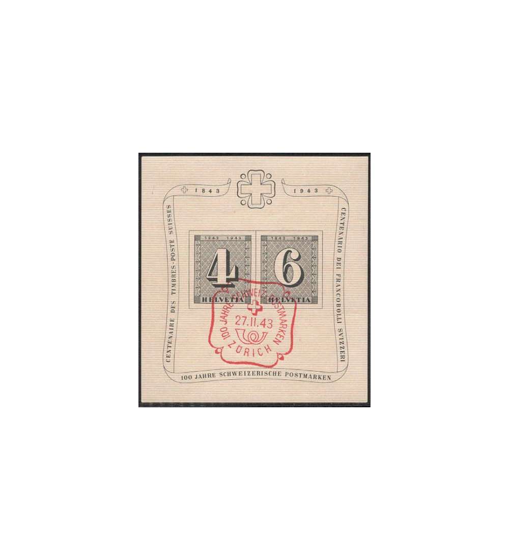 Schweiz Block 8 gestempelt 100 Jahre Briefmarken 1943