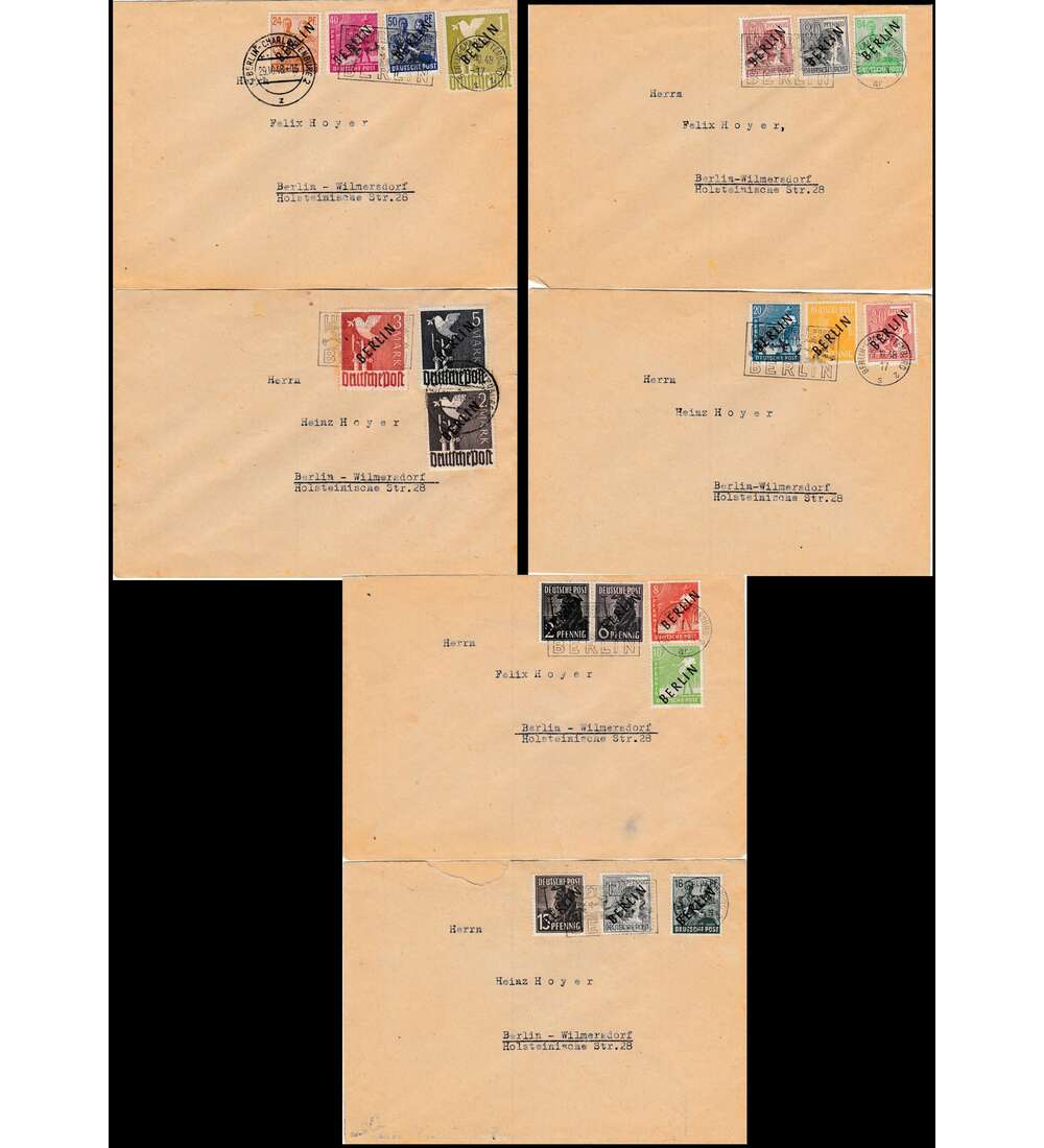 Berlin Nr. 1-20 gestempelt auf Brief Luftbrckenstempel