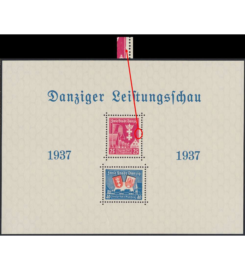 Danzig Block 3 I postfrisch Plattenfehler